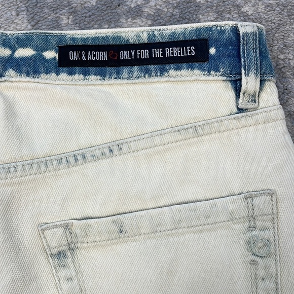 New Oak & Acorn Ninety Three Long Cut Off Frayed Hem Shorts Dipped Indigo 29 - Picture 13 of 14